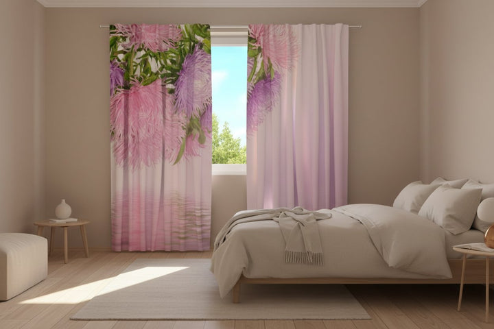 Curtains with flowers - Asters