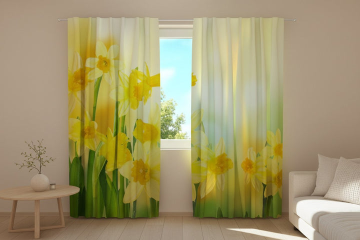 Curtains with flowers - Yellow daffodils