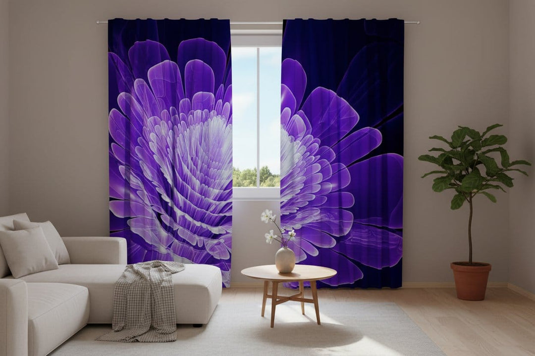 Dienas un nakts aizkari - Zils zieds - tumši violetos toņos Tapetenshop.lv