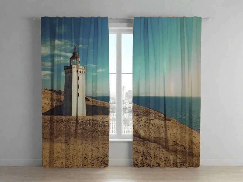 With photo curtains you can easily change the interior - the lighthouse shore on Tapetenshop.lv