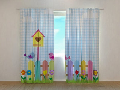 Curtains for children's room - Cute birds Tapetenshop.lv