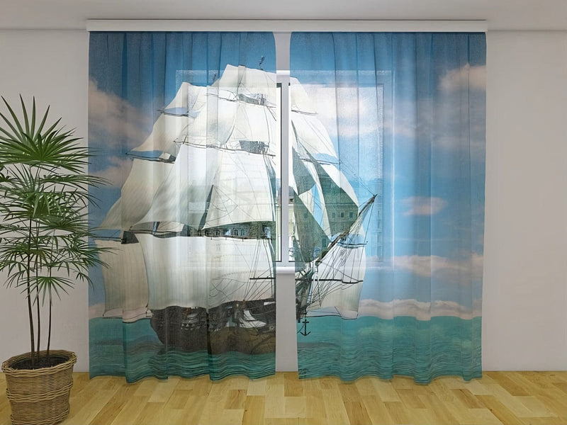 Day and night curtains with sea themes and sailing wallpaper walletenshop.lv