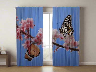 Curtains with butterflies are ideal for the bedroom, giving charm Tapetenshop.lv