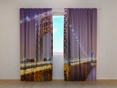 Day and night curtains with print - cities in the US - excellent quality on Tapetenshop.lv