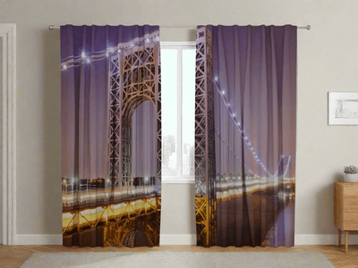 Day and night curtains with print - cities in the US - excellent quality on Tapetenshop.lv