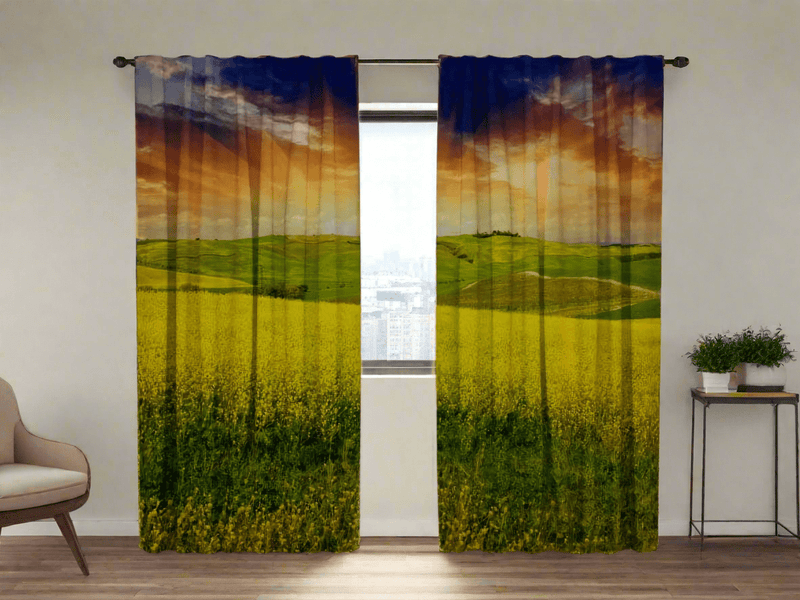 Day and night curtains for bedroom - yellow fairy tale Tapetenshop.lv