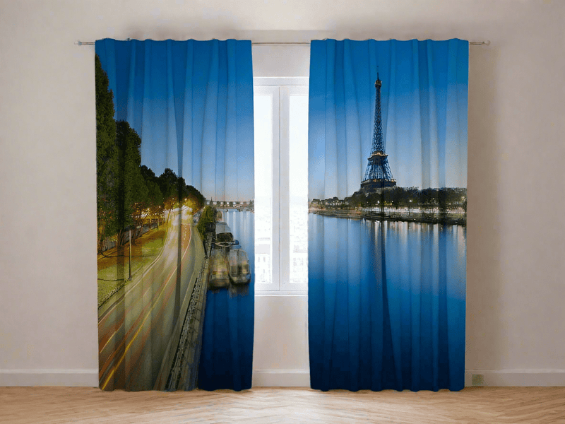 Day and night curtains for bedroom - Eiffel Tower (Evening Colors) Tapetenshop.lv