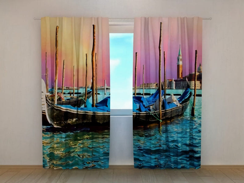 Day and night curtains with print - gondolas - individual size walletenshop.lv