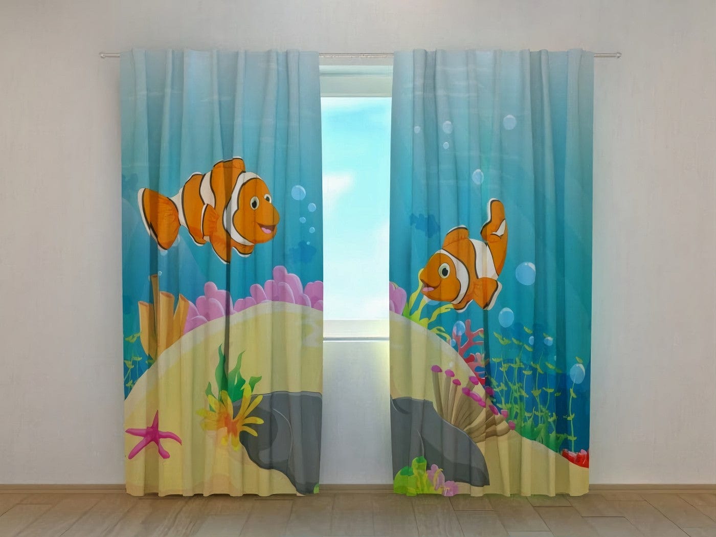 Dienas un nakts aizkari bērnu istabai - Klaunzivs Tapetenshop.lv