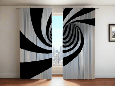 Black and white curtains of high quality polyester fabric Tapetenshop.lv