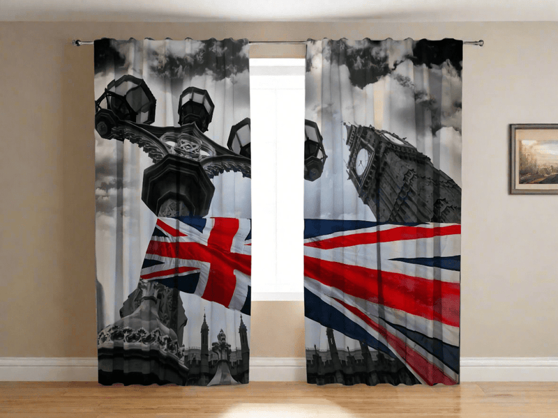 Day and night curtains with print - British flag - price Tapetenshop.lv