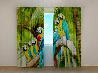 Curtains with birds, children's room and not only - parrots on the Tapetenshop.lv