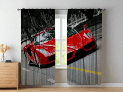 Curtains for children's room - bright image - red Ferarri Tapetenshop.lv