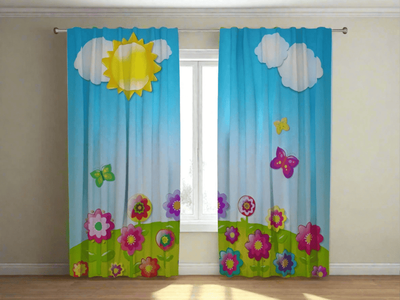 Curtains - Sunny day and flowers Tapetenshop.lv
