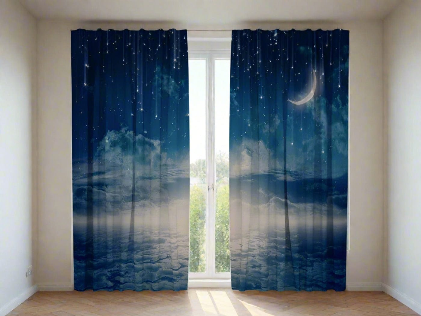 Nakts aizkari guļamistabai - Zvaigžņotā nakts Tapetenshop.lv