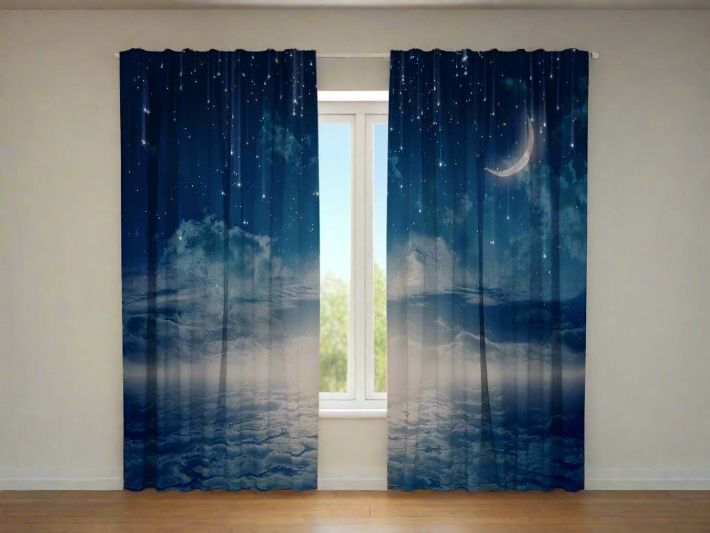 Nakts aizkari guļamistabai - Zvaigžņotā nakts Tapetenshop.lv