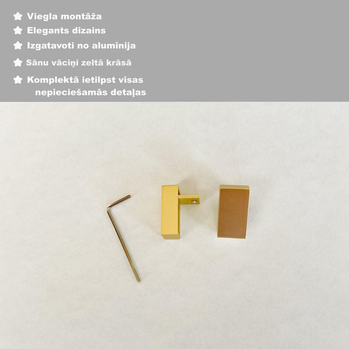 Zelta alumīnija karnīze ar 2 sliedēm | Sienas stiprinājums Digital Textile XL