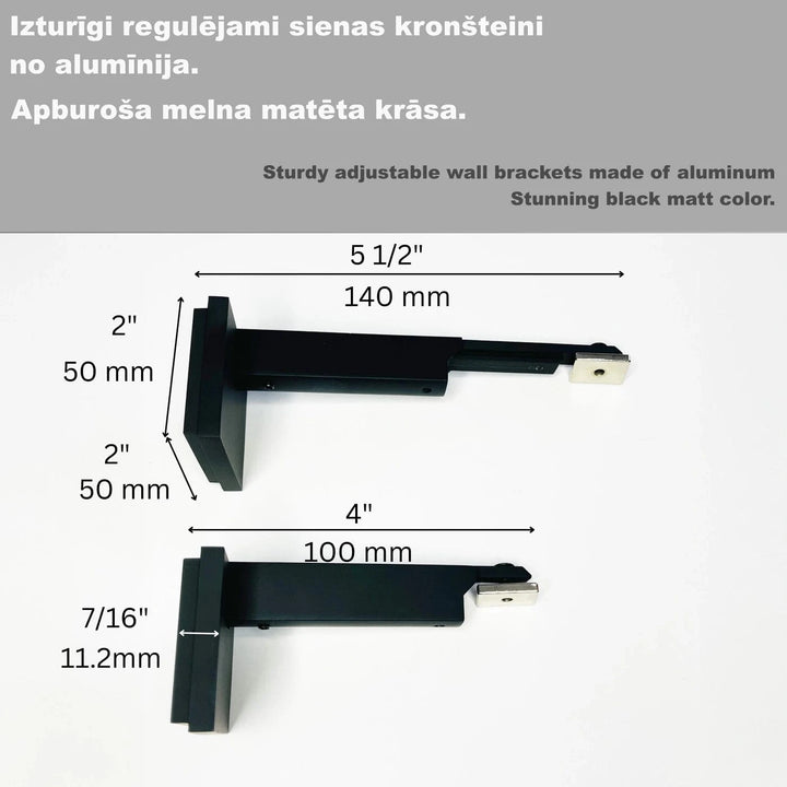 Aizkaru alumīnija karnīze melnā krāsā, stiprinājums pie sienas Home Trends
