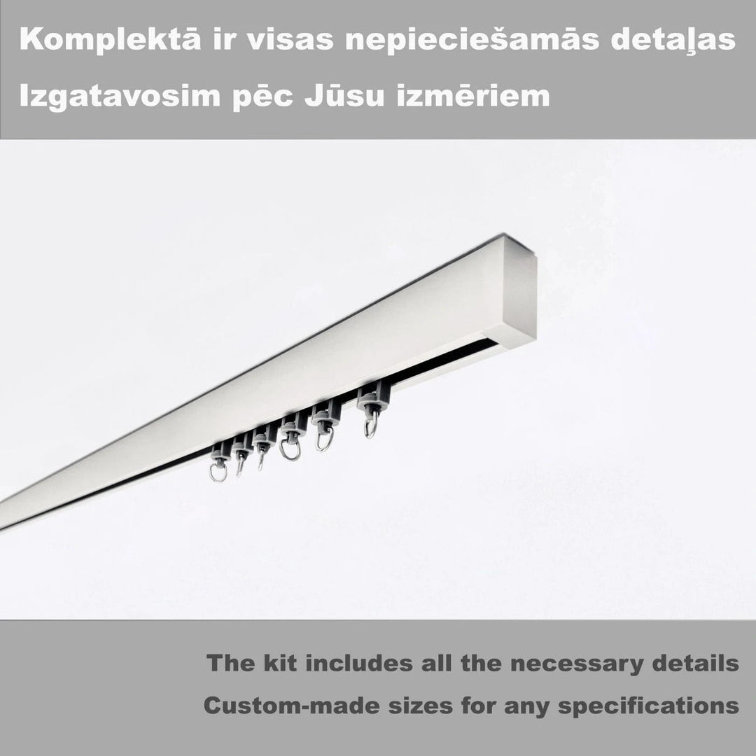 Aizkaru alumīnija karnīze, sudrabā krāsā, pie sienas (komplekts) Home Trends