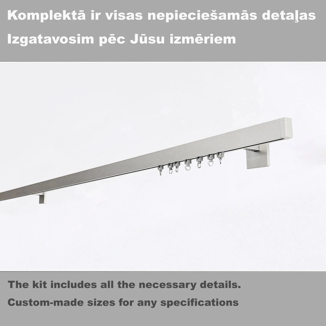 Aizkaru alumīnija karnīze, sudrabā krāsā, pie sienas (komplekts) Home Trends
