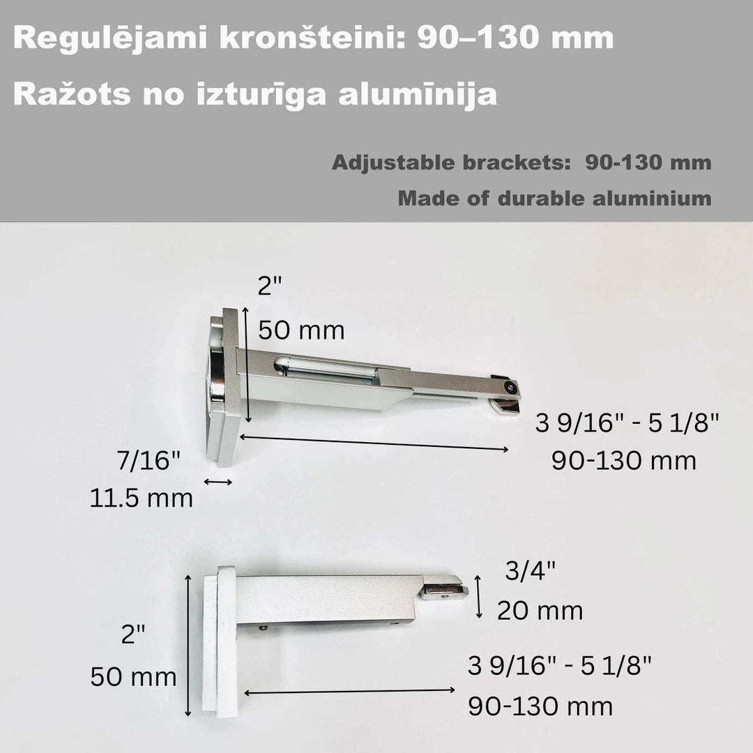 Aizkaru alumīnija karnīze, sudrabā krāsā, pie sienas (komplekts) Home Trends
