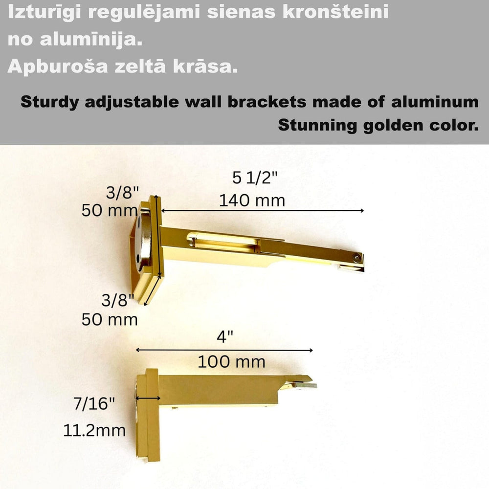 Aizkaru karnīze pie sienas (alumīnijs, zeltā krāsā) – Pilns komplekts Digital Textile XL