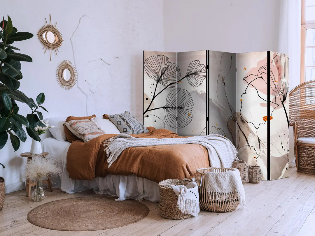 Istabas aizslietnis ar līniju mākslu / abstraktu motīvu (225x172 cm) ART XL