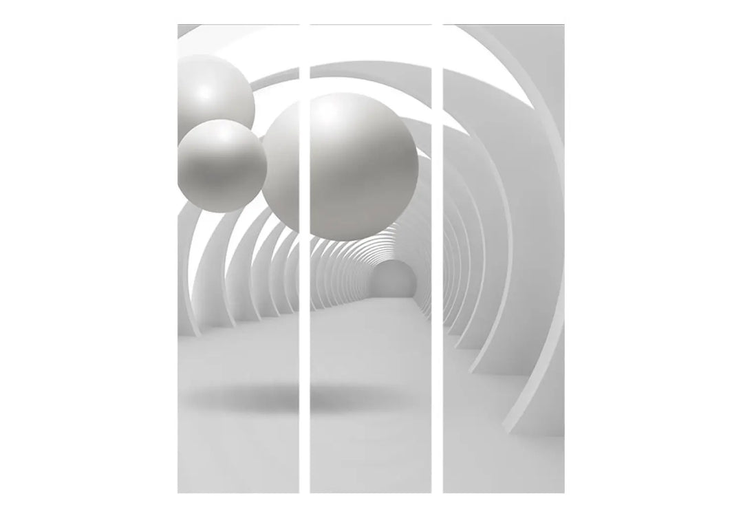 Aizslietnis - abstrakta baltas ģeometriskas figūras gaišā tunelī ART