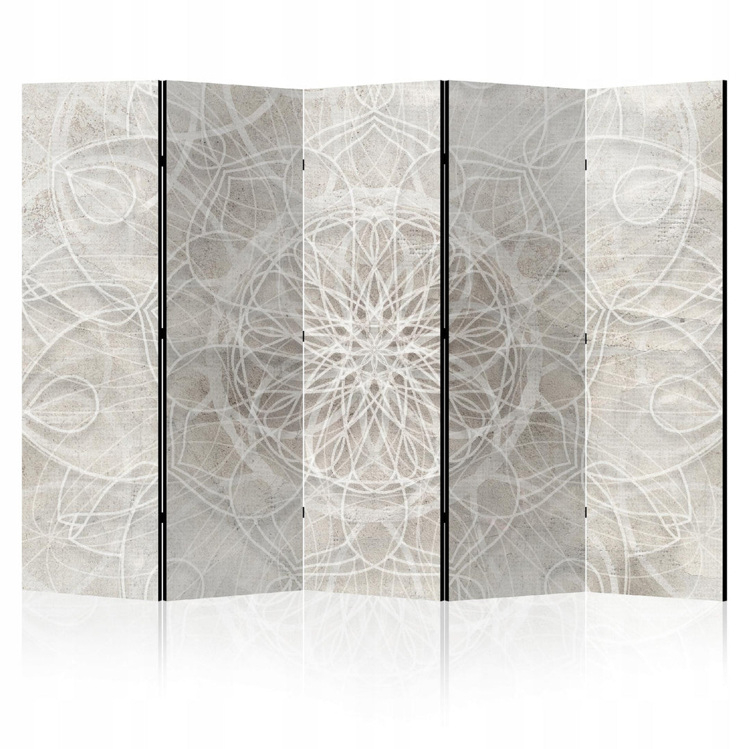 Aizslietnis, divpusējs, istabas sadalītājs, 225x172 - Siltā Simetrija - mandala ornaments bēšos toņos L-ART