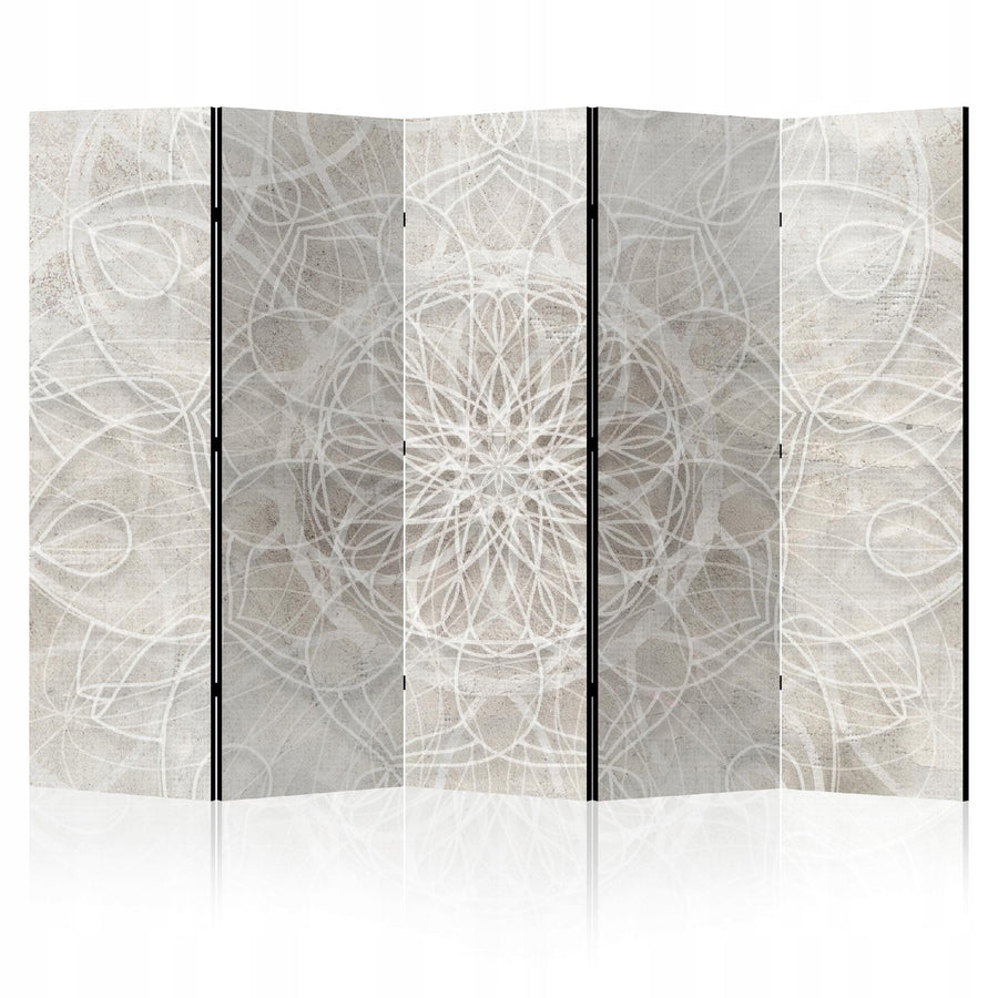 Aizslietnis, divpusējs, istabas sadalītājs, 225x172 - Siltā Simetrija - mandala ornaments bēšos toņos L-ART