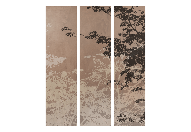 Aizslietnis - Gaiši un tumši brūni koku zari uz brūnā fona, 150873, 135x172 cm ART
