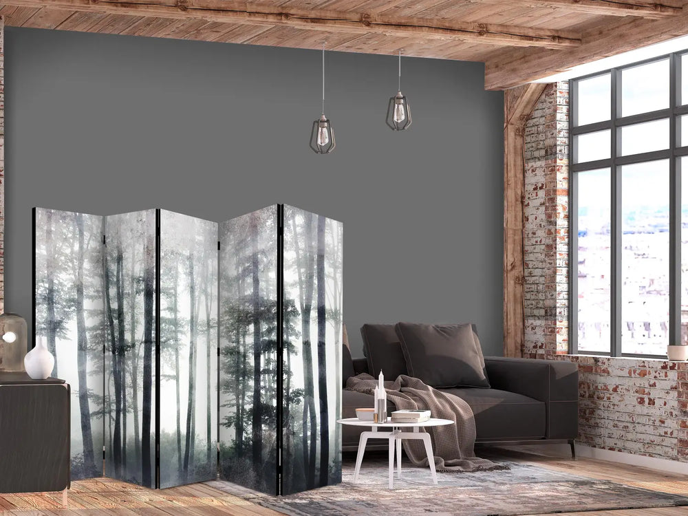 Aizslietnis - Miglains mežs - daba zaļos toņos: 225x172 cm ART XL