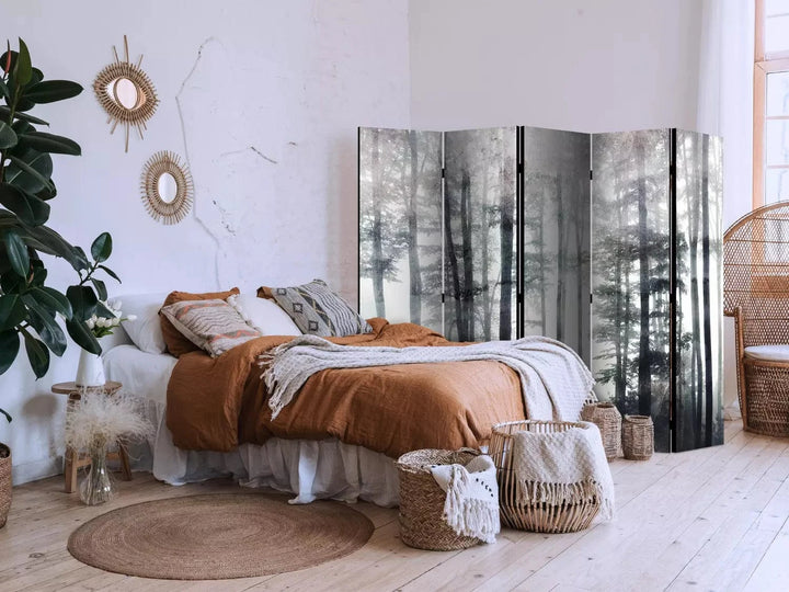 Aizslietnis - Miglains mežs - daba zaļos toņos: 225x172 cm ART