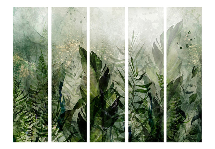 Aizslietnis - Rīta rasa ar lapām uz zaļa fona, 150957, 225x172 cm ART