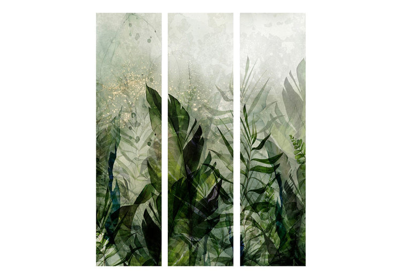 Aizslietnis - Rīta rasa - kompozīcija ar lapām uz zaļa fona, 150958, 135x172 cm ART