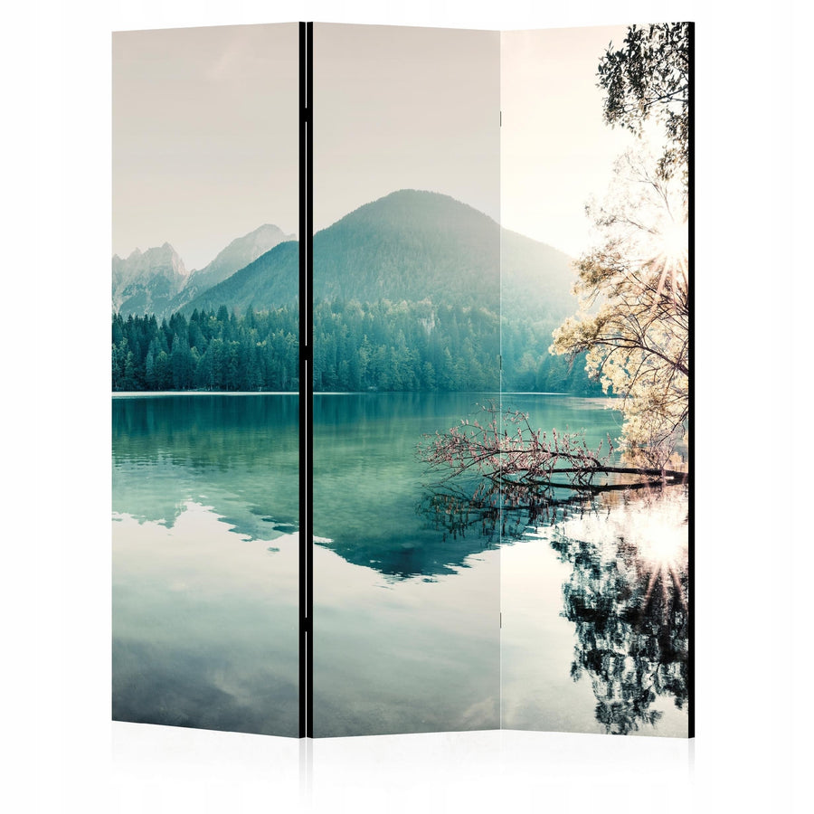 Aizslietnis, vienpusējs istabas sadalītājs, 135x172, Kalnu ainava (zilganie un meža zaļie toņi) L-ART