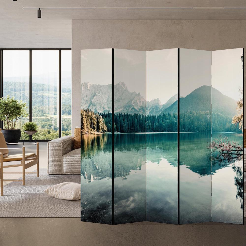 Aizslietnis, vienpusējs istabas sadalītājs, 225x172, Kalnu ainava (zilganie un meža zaļie toņi) L-ART