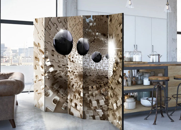 Aizslietnis - Zelta mozaīka, ģeometriskas figūras abstraktā telpā ART