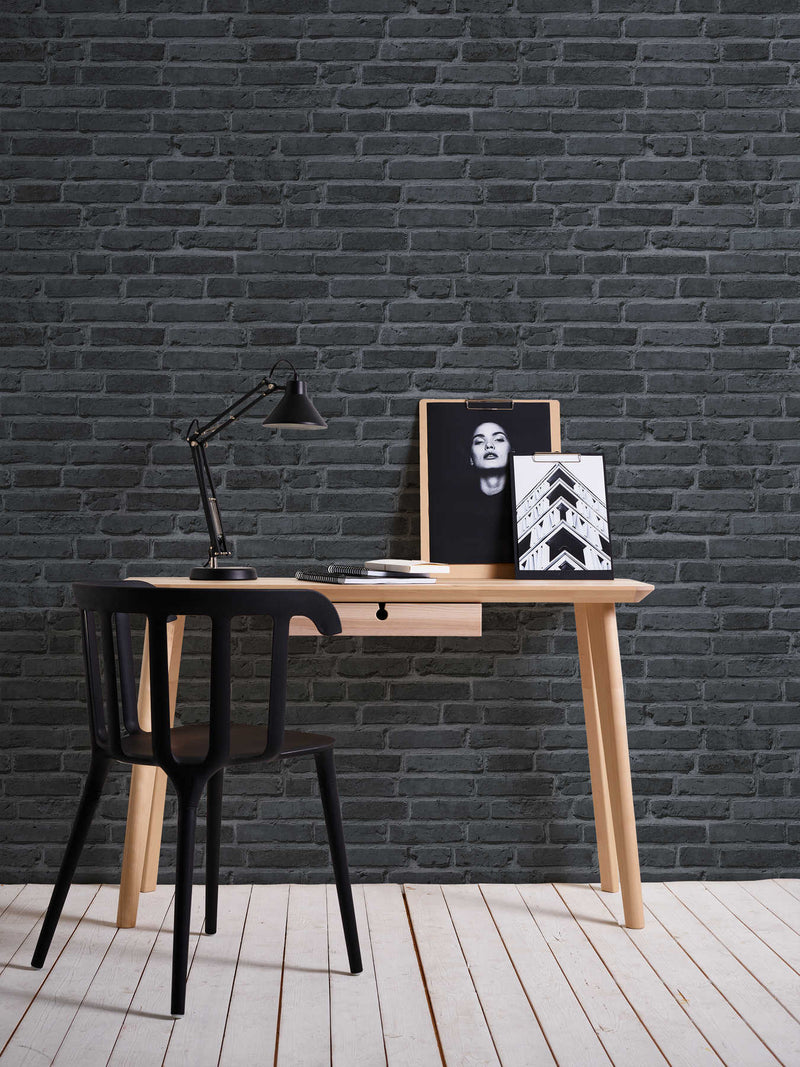 Wallpaper with imitation of brick AS Creation 94283-3 in black AS Creation