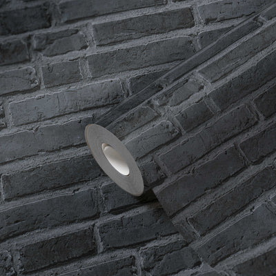 Wallpaper with imitation of brick AS Creation 94283-3 in black AS Creation