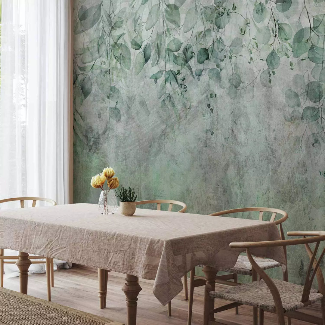 Fototapeet roheliste lehtedega, 142279