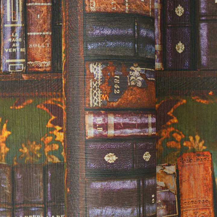 Antīkas tapetes ar grāmatplauktu motīvu | brūna - 3012504 AS Creation