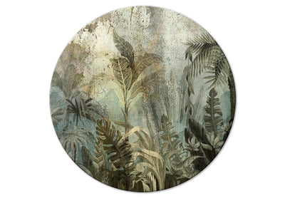 Apaļa kanva - ar tropiskiem džungļiem tumši zaļos toņos, 151512 G-ART