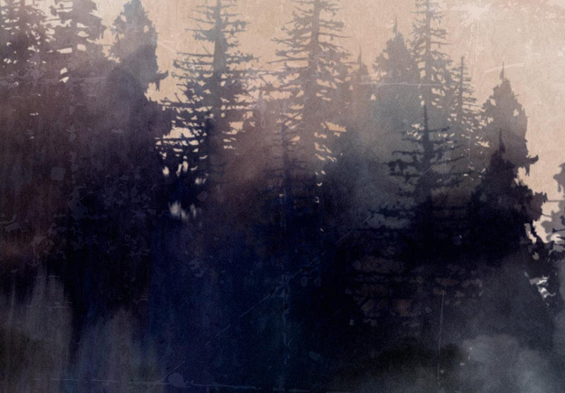 Apaļa kanva (Deluxe) - Abstrakts skats uz gleznotu mežu, 148624 G-ART