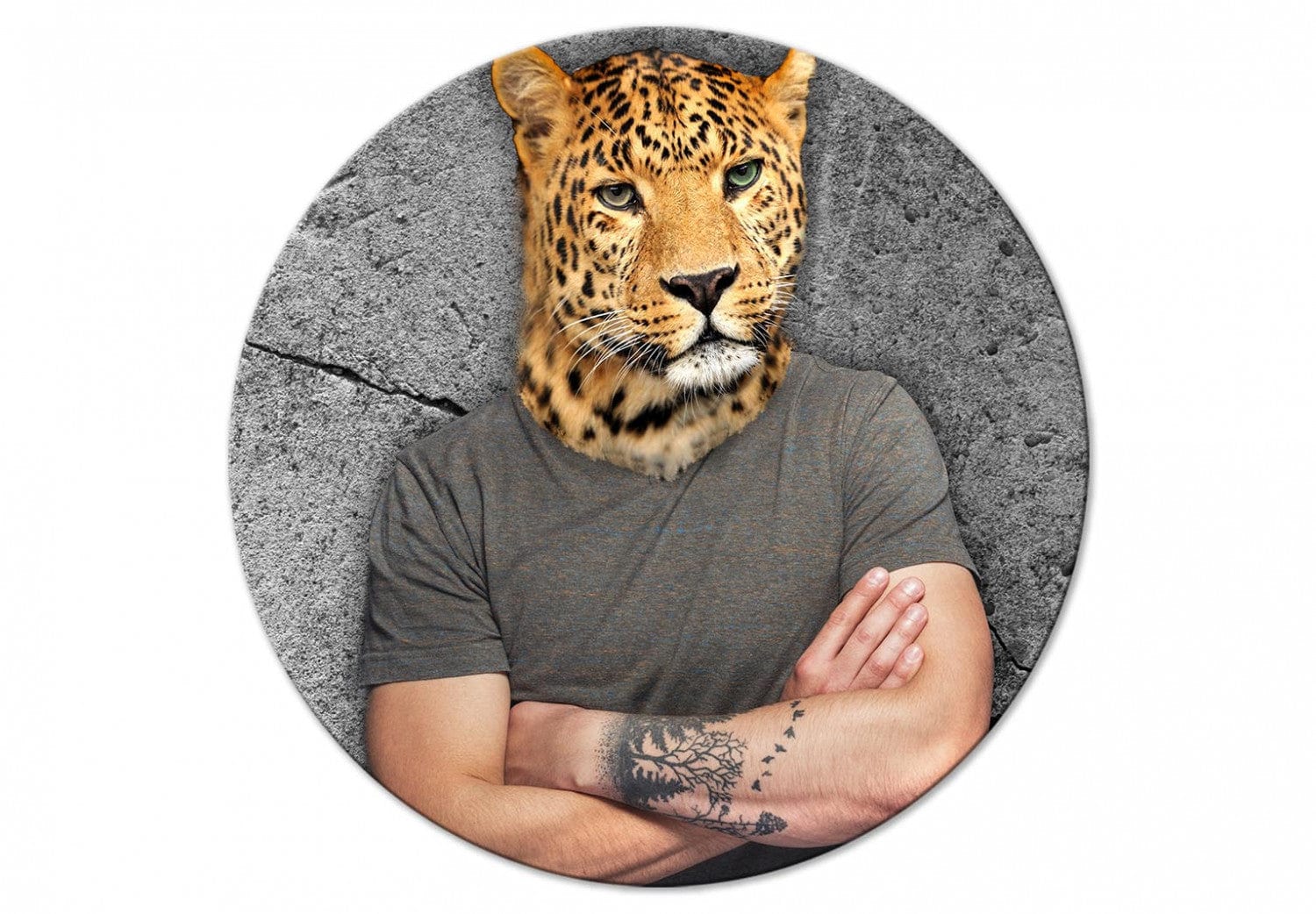 Apaļa glezna (Deluxe) - Cilvēks leopards - 148756 G-ART