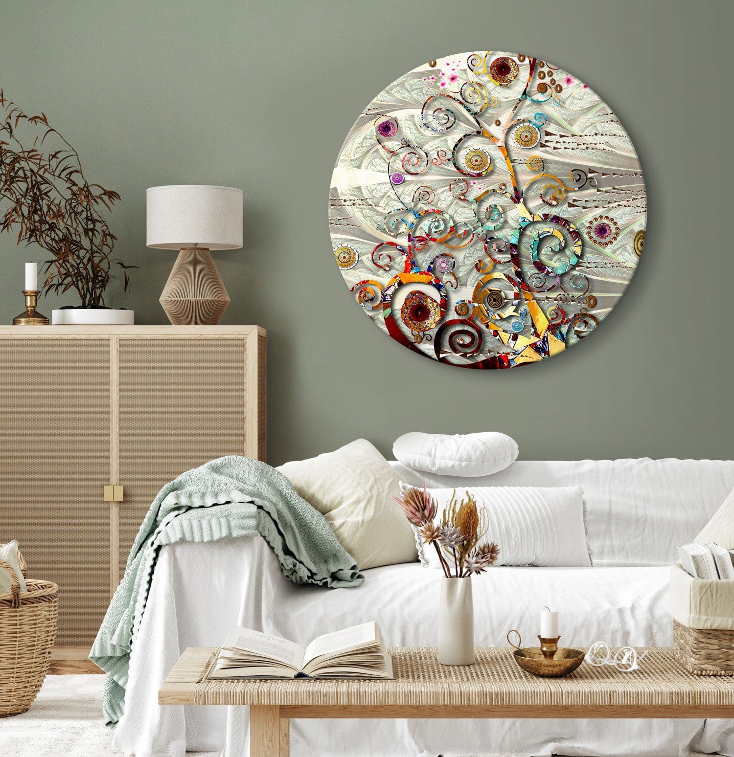Apaļa glezna - Dzīvības koks - elementi Gustava Klimta stilā, 148752 G-ART