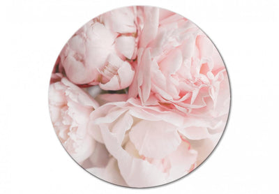 Apaļa kanva (Deluxe) - Gaiši rozā peonijas - ziedu pušķis pasteļkrāsāsās, 148687 G-ART