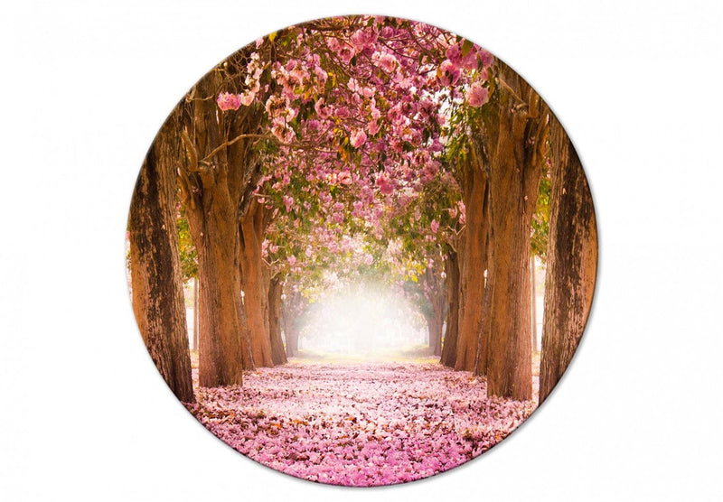 Apaļa kanva (Deluxe) - Koki ar rozā lapām saules gaismā, 148631 G-ART