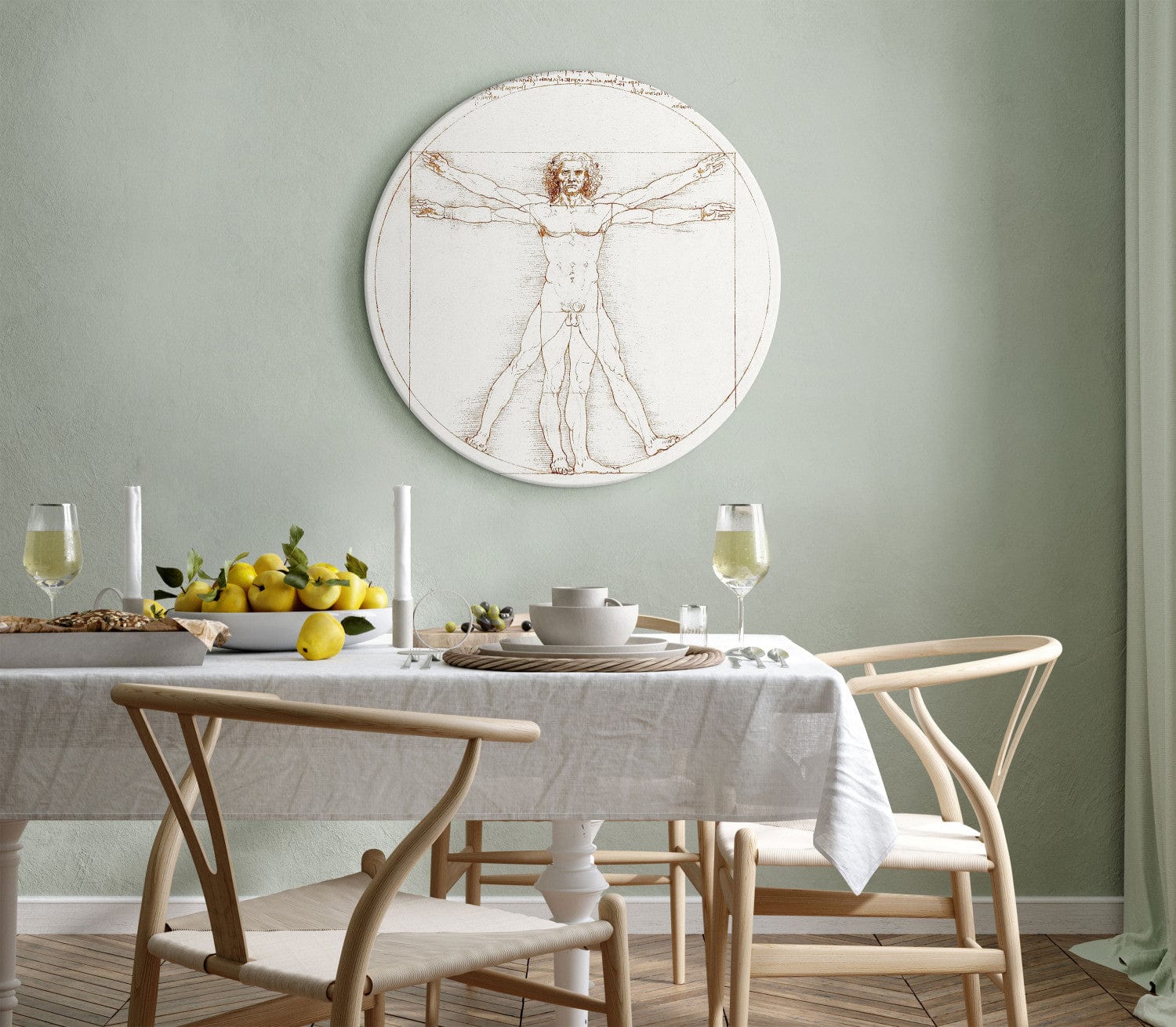 Apaļa glezna (Deluxe) - Leonardo da Vinči Vitruvijas cilvēks - 148733 G-ART