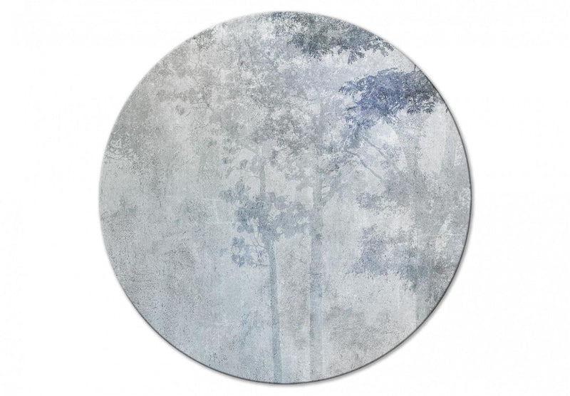 Apaļa kanva (Deluxe) - Maigi pelēcīgi zils mežs miglainā rītā, 148681 G-ART